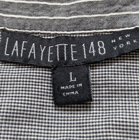 Lafayette 148 New York Black and White Striped Button Down Shirt - Picture 7 of 9